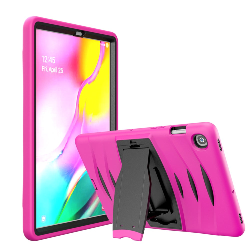 Shock Wave Kickstand Case Heavy Duty Rugged Anti-Fall Protection For Samsung Tab S5E 10.5 T720/T725(2019)-Rose Red