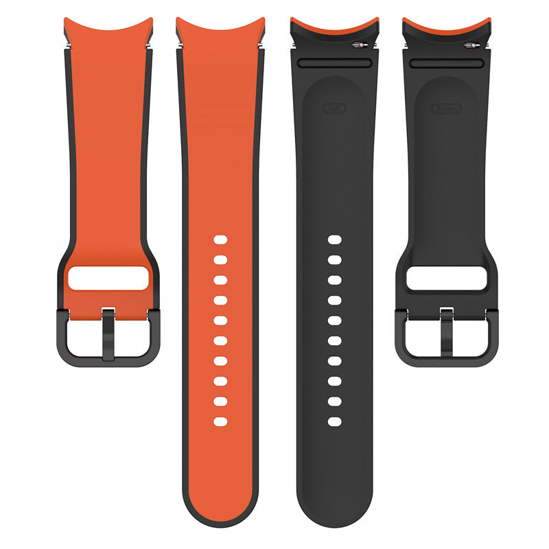 20mm Two Tone Silicone Sports Strap for Samsung Galaxy Watch 5-OrangeBlack