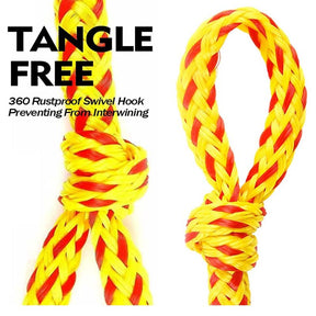 Durable Tow Ropes Water Sports Connector for Hauling Pulling Tubes-YellowRed
