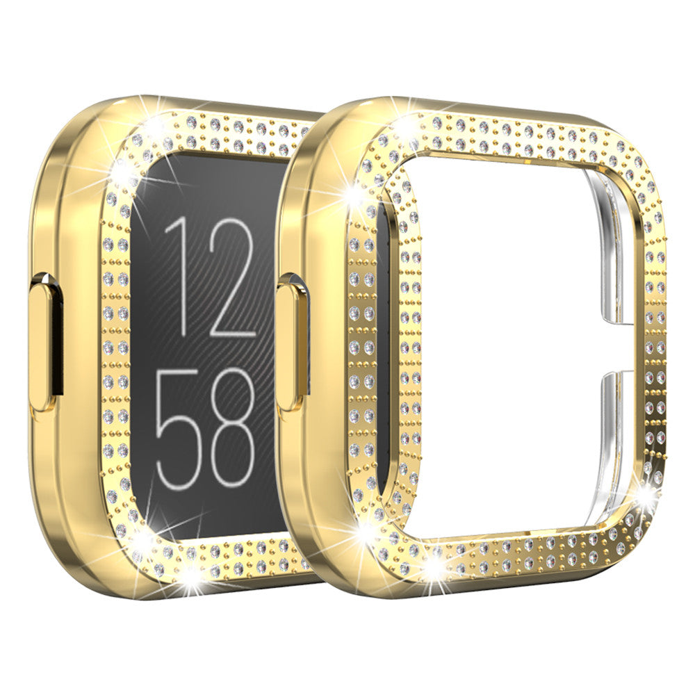 Hard PC Double Diamond Frame Protective Case For Fitbit Versa 2 - Gold