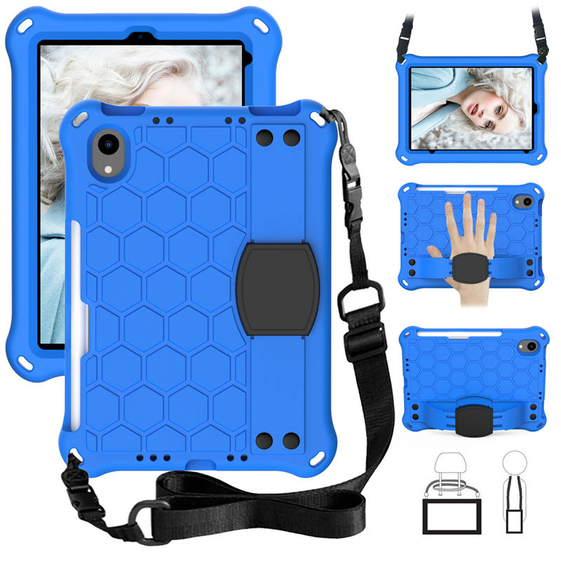 Hive iPad Case For iPad Mini 6 Durable Stand Cover With Shoulder Strap-BlueBlack