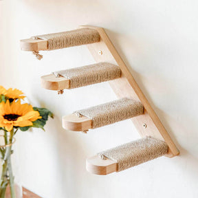 3 Pcs Cat Climbing Shelf Wall Mounted Cat Stairway with Jute Scratching for Cats Perch Platform Supplies