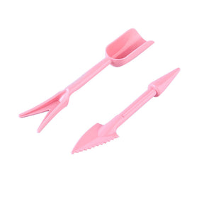 2 Packs Succulent Transplanting Miniature Fairy Planting Mini Garden Hand Tools Set for Gardening Plant Care -Pink