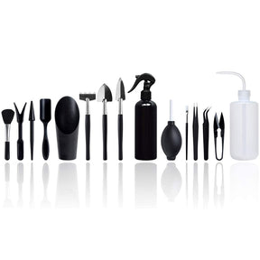 Home & Living15 Pieces Mini Garden Hand Transplanting Succulent Tools Miniature Planting Set -Black