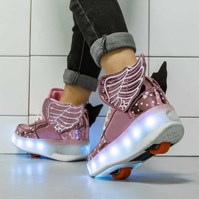 Kids LED Light Up Shoes High top Dancing Sneakers for Boys Girls-Pink