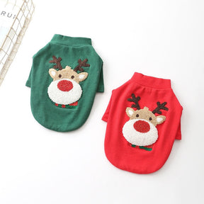 2 Pcs Reindeer Dog Shirts Stretchy Winter Warm Pet Apparel for Christmas