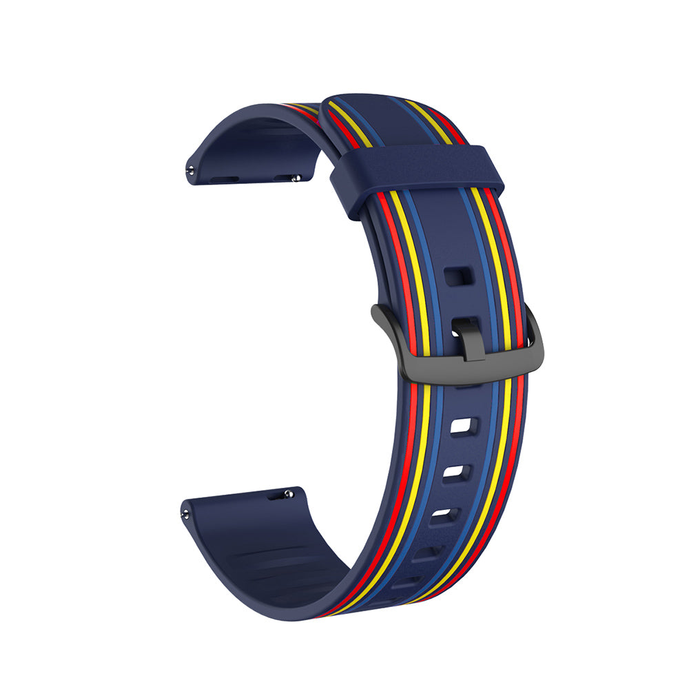 Silicone Band Striped Watch Band For Samsung Galaxy Watch 42/46mm Gear S3 Frontier/Classic(Rainbow Blue)