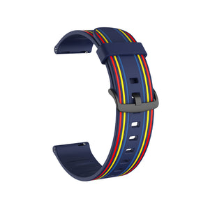 Silicone Band Striped Watch Band For Samsung Galaxy Watch 42/46mm Gear S3 Frontier/Classic(Rainbow Blue)