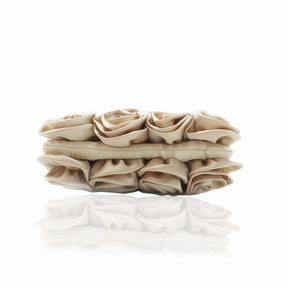 Roses Clutch Purse Satin Money Clip Evening Handbag-Apricot