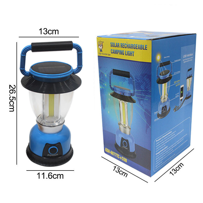 Solar LED Camping Light Dimmable Water-Resistant Lantern for Emergency-Blue