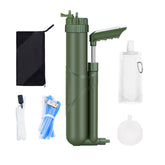 Portable Water Filter Pump Survival Gear for Hiking Camping-Army Green