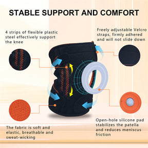 Knee Brace with Side Stabilizers,Adjustable Knee Support Sleeve with Patella Gel Pads for Men Women Arthritic Pain Relief,Running and Exercise (Black)