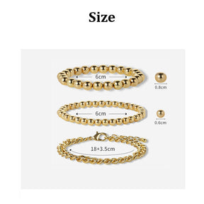 Gold Beaded Bracelets for Women Stackable Bead Ball Bracelets Set