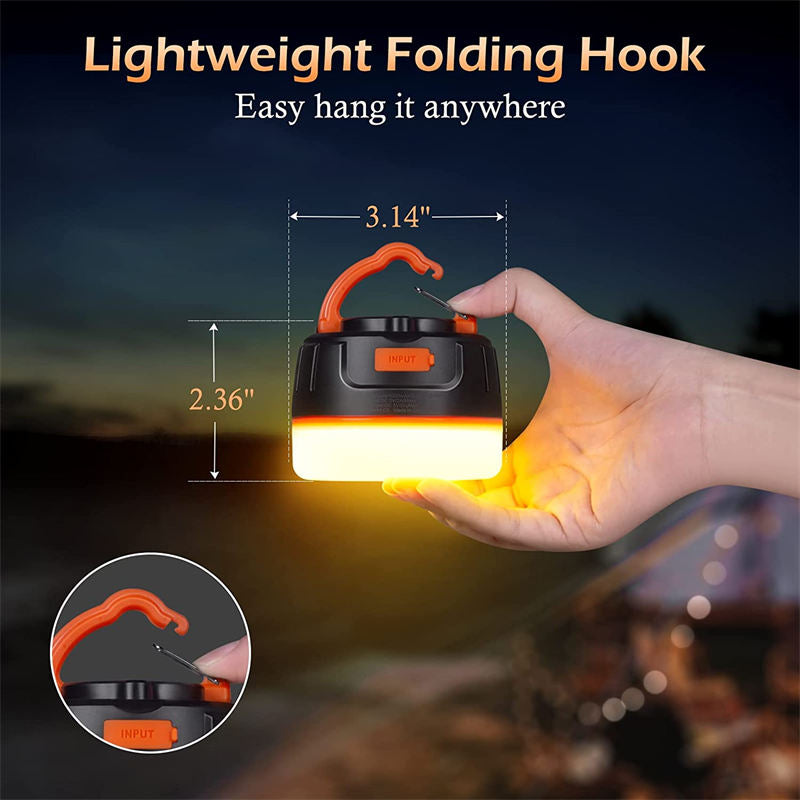 Portable LED Camping Light Magnetic Base for Hurricane Emergency Hiking-Orange