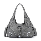 Womens Fashion Hobo Handbag Large Capacity Shoulder Bags-Grey