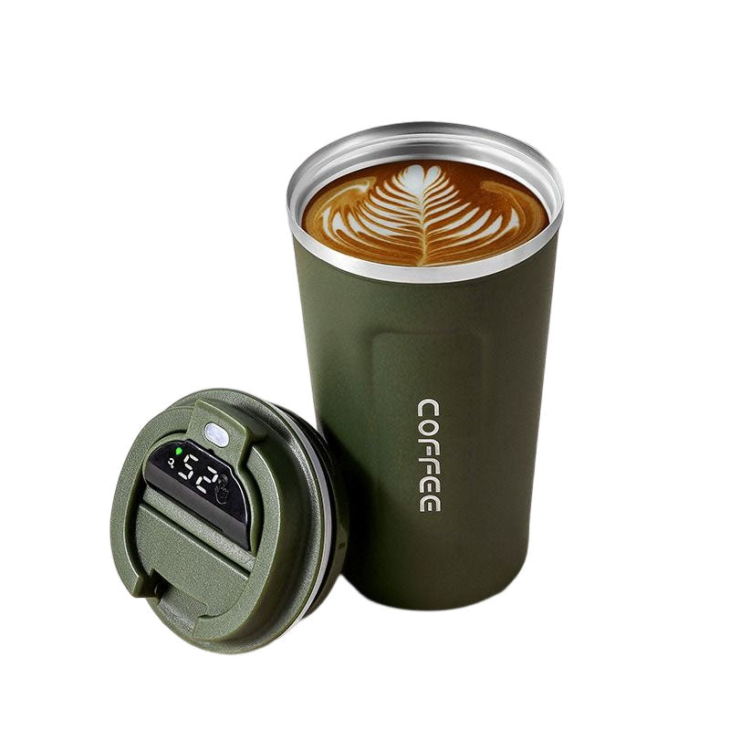 510ML Smart Travel Coffee Mug 304 Stainless Steel LED Display-Green