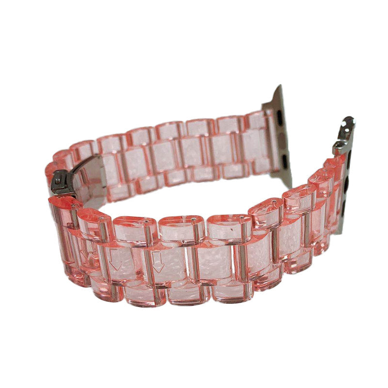 Clear Resin Band Bracelet for iWatch Series SE/6/5/4/3/2/1 with Stainless Steel Buckle-LightPink