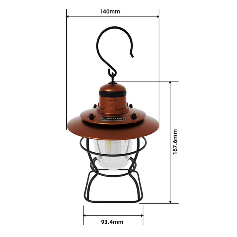 Retro Hanging Camping Lantern Rechargeable Portable Warm Lights-