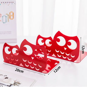 Owls Nonskid Bookends Art Desktop Organisation 1 Pair-Red