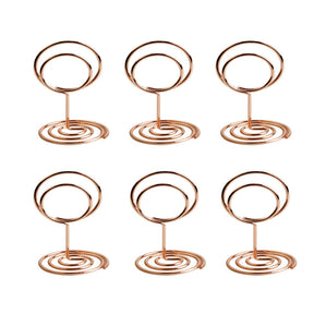 20 Pieces Mini Place Card Holders Table Number Stand Table Card Holder Wire Table Picture Photo Holder-Rose Gold-ring Shaped