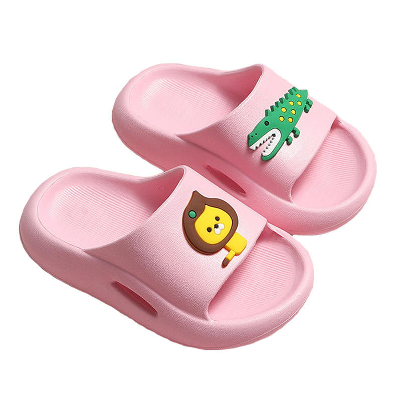 Kids Boys Girls Cute Animal Slippers Beach Pool Home Shoes-Pink