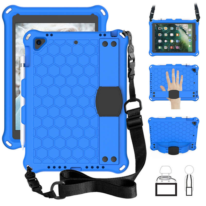 Hive iPad Case For iPad 5/6/Pro 9.7/iPad9.7 Durable Stand Cover With Shoulder Strap-BlueBlack