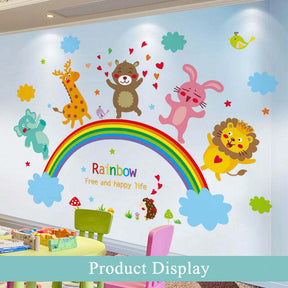 Creative Cartoon Removable 3D Wall Stickers Rainbow Animal Decoration For Children Room-11