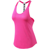 Workout Tank Tops T-Shape Sling Vest Fitness Running Training Quick Drying Yoga Tops 2011-Rose Red