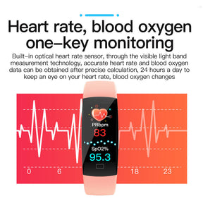 F64T Smart Watch Fitness Tracker with Blood Oxygen Heart Rate Temperature Monitor-Black