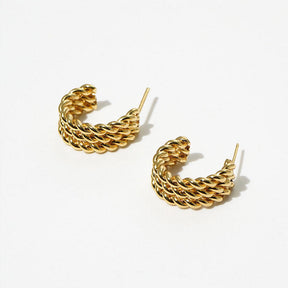 Three-layer Twisted Rope C-shaped Earrings for Women