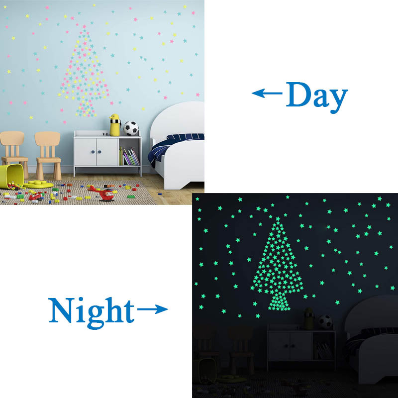 Luminous Stars Plastic Wall Stickers Glow In The Dark For Home Art Decor-Color