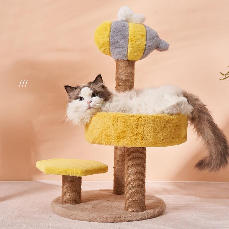 Bee Cat Tree for Indoor Cats Tower Sisal Scratching Post