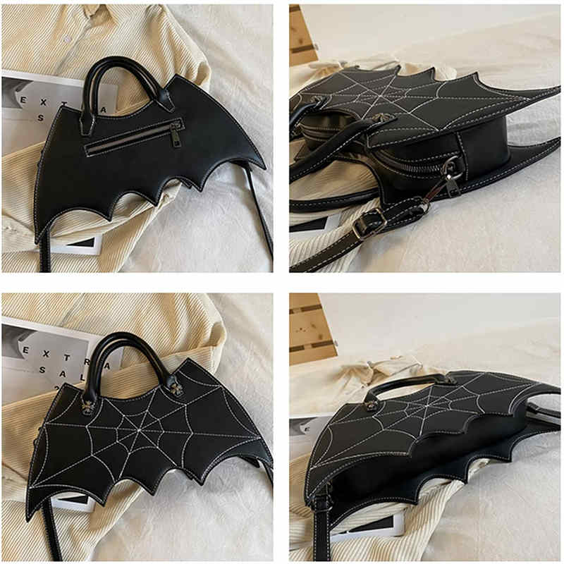 Women Novelty Bat Shoulder Bag Fashion Halloween Handbags-Black