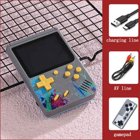 3.0inch Screen Retro Handheld Game Console 500 Classic FC Games Support to TV Output-Two Player-Grey