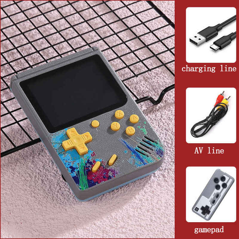 3.0inch Screen Retro Handheld Game Console 500 Classic FC Games Support to TV Output-Two Player-Grey