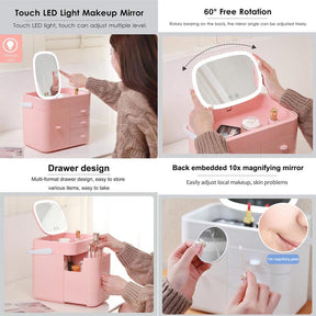 Home & LivingTouch LED Makeup Mirror Storage Box with 10X Magnifying Mirror