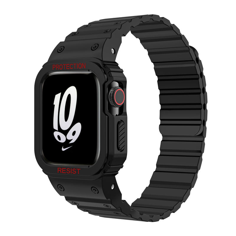 Magnetic Watch Band with Bumper Case Shockproof for Apple Watch-Black