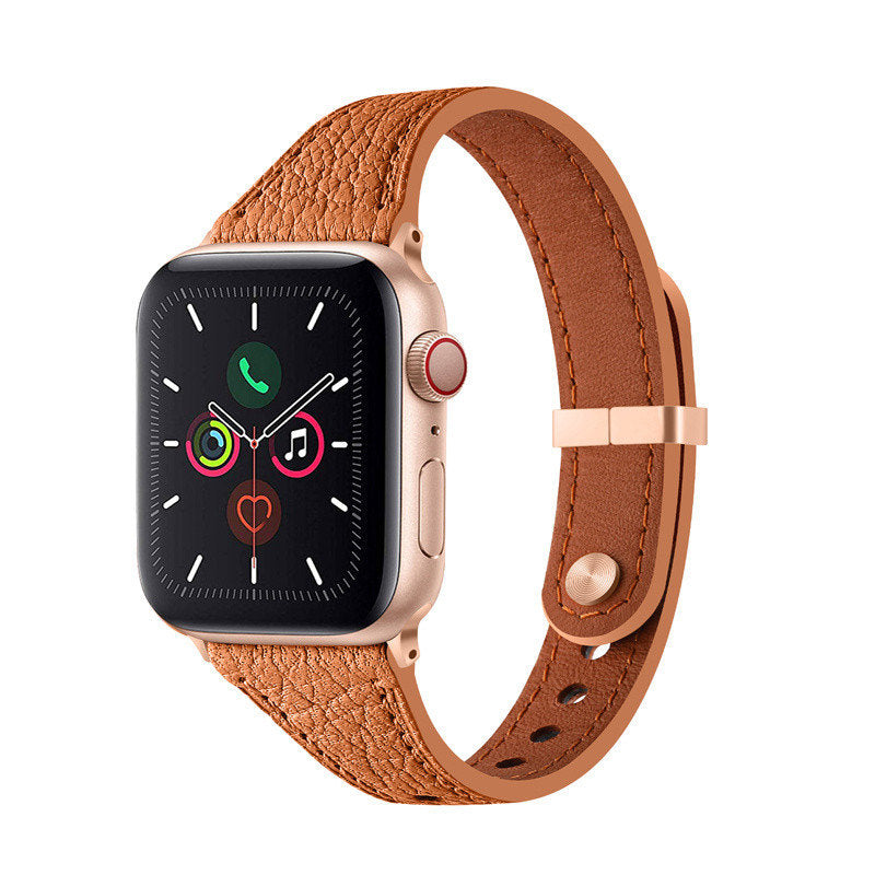 Elegant Slim Band Quick Release Sheepskin Leather for Apple Watch-Brown1