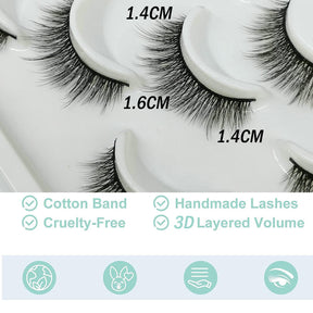 10 Pairs 3D False Eyelashes Reusable Wispy Cat Eye Natural Look Lashes-113