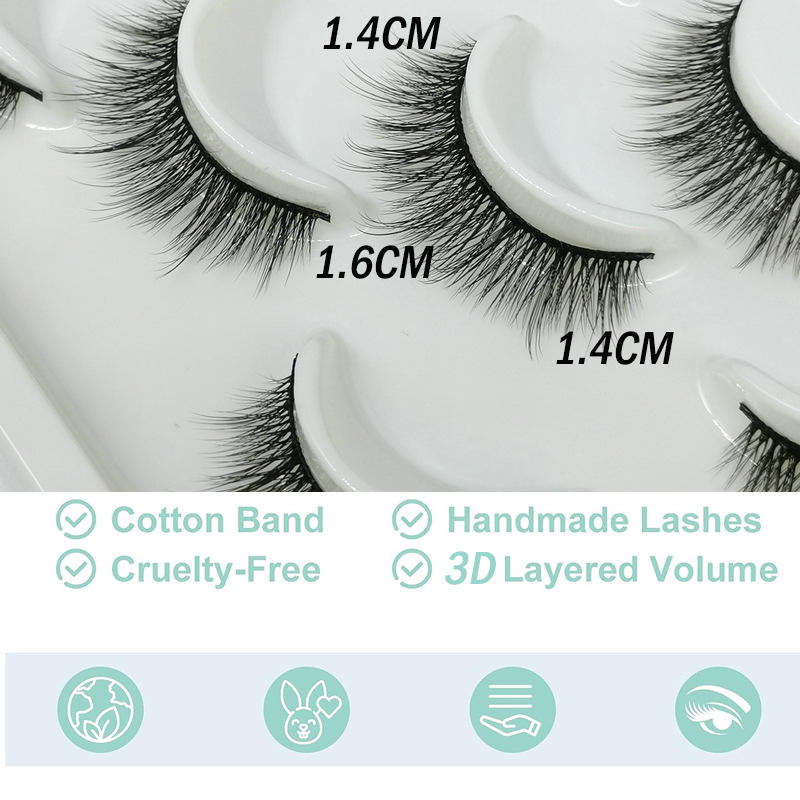 10 Pairs 3D False Eyelashes Reusable Wispy Cat Eye Natural Look Lashes-113