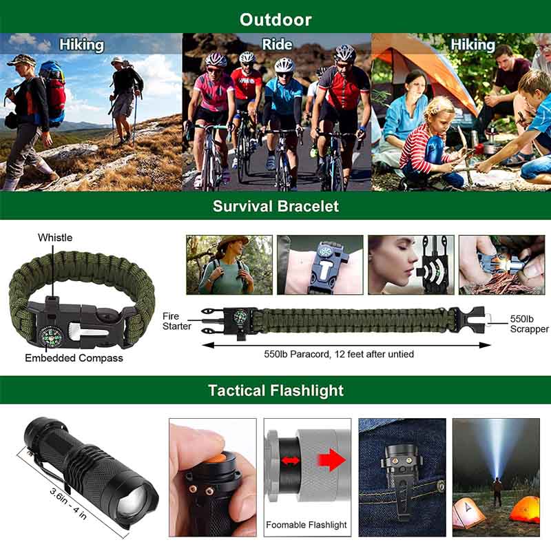 Survival Kit Gifts for Men Equipment Supplies Kits for Camping Hiking Adventures