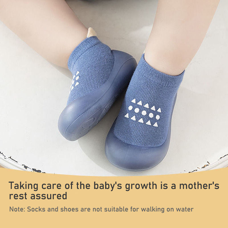 Baby Sock Shoes Soft Sole Non-Skid Slip On Sneakers First Walking-Blue