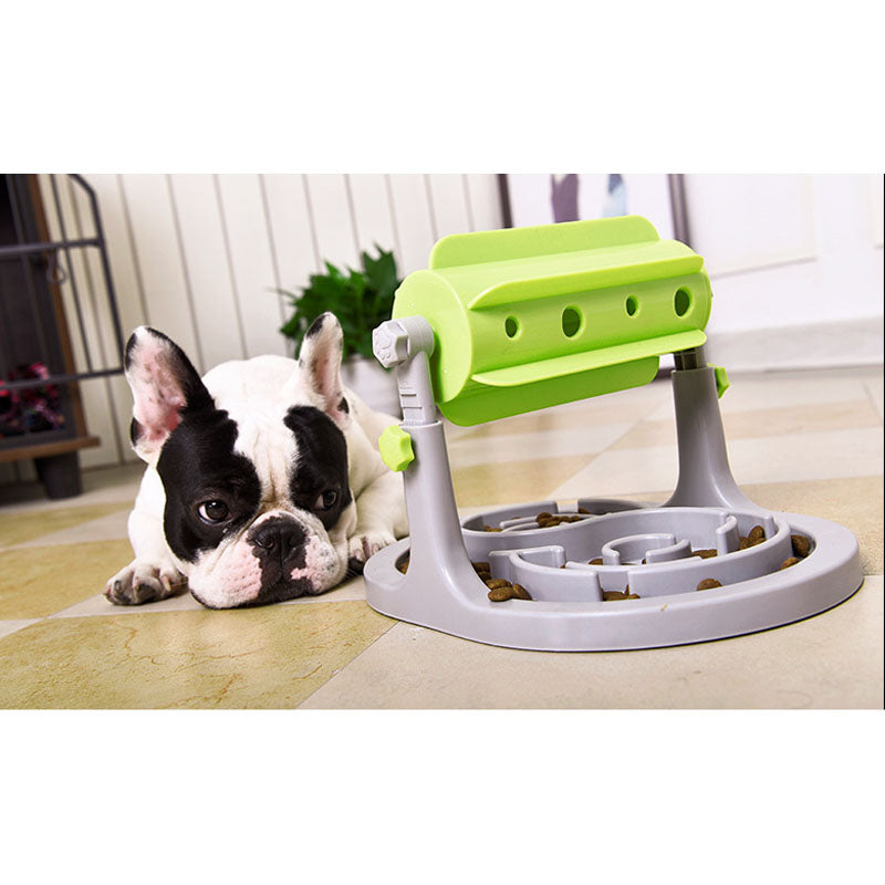 Interactive Dog Cat Food Puzzle Toy Pet Roller Slow Feeder Height Adjustable