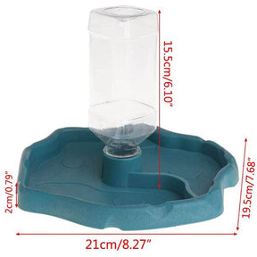 Reptile Water Bottle Automatic Feeders Waterer Food Bowl-Blue