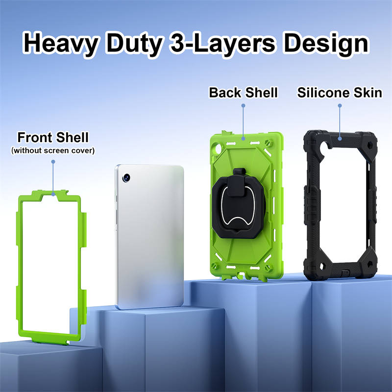 Heavy Duty Silicone Case with S Pen Holder Shoulder Strap for Samsung Tab A9-E