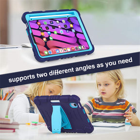 KingKong iPad Case For iPad Mini 6 Three-Layer Hybrid Protective Case With Holder-NavyBlue