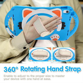 Cat Tablet Case For iPad 10th Rugged with Shoulder Strap-LightBlue
