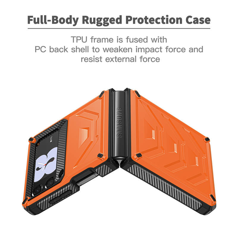 6.7inch Armored Full-Body Rugged Protection Case for Samsung Galaxy Z Flip 3-Orange