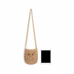 Womens Hand Woven Crossbody Bag Beach Casual Shoulder Bag-Brown