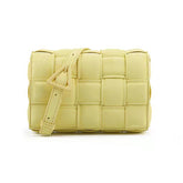 Casual Soft Crossbody Bag Square Design Braided Handbag-Yellow